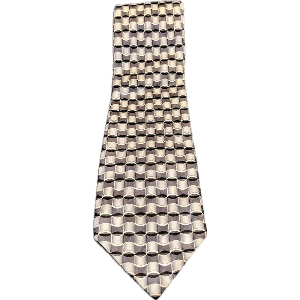 Facets Gray Black Silver Men’s‎ Tie Necktie Geometric Pattern Silk
